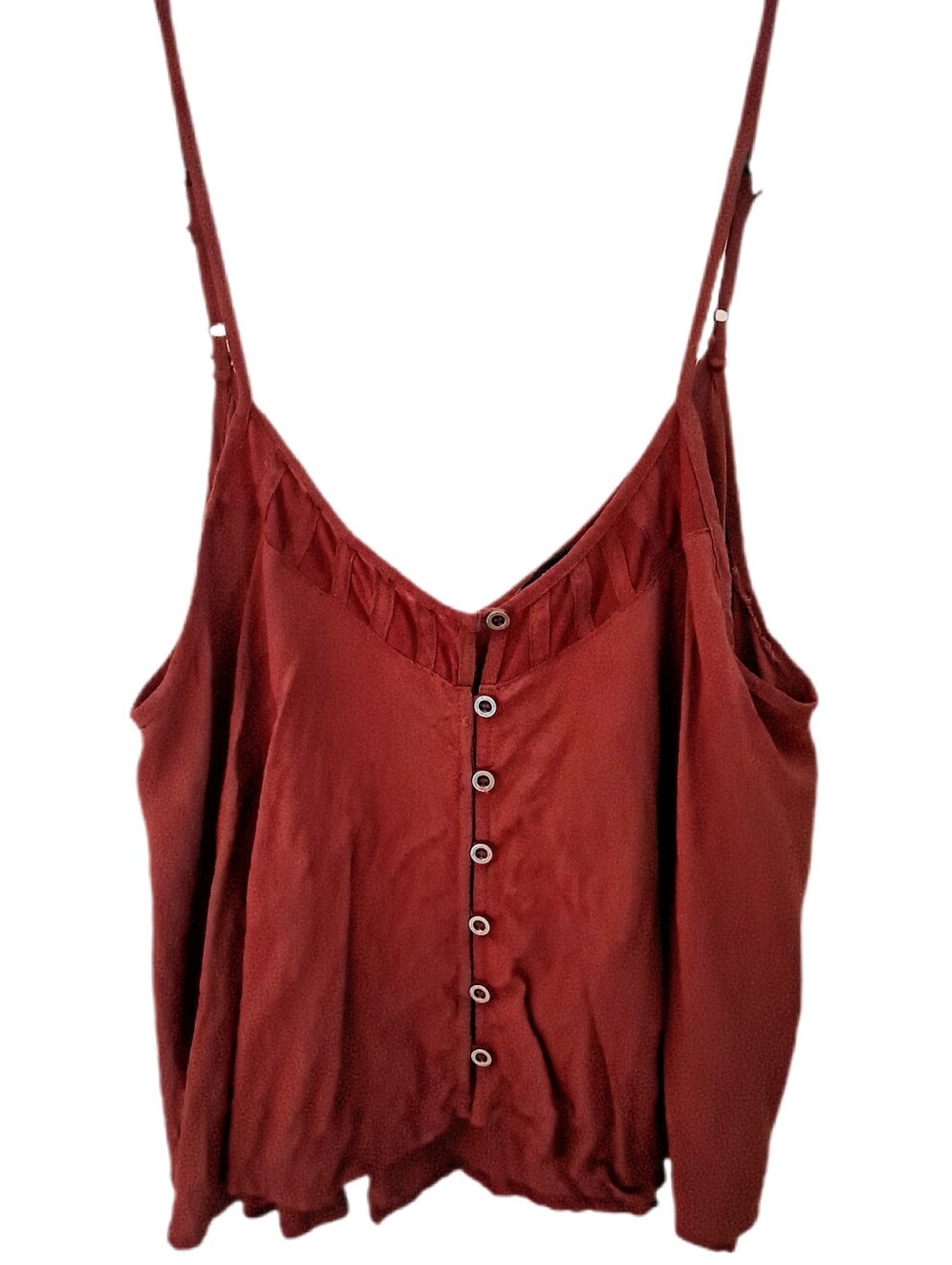 Forever 21 Burnt Sienna Rayon Crop Tank Top Button Up Mesh Boho Festival Size S